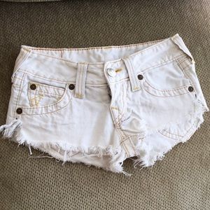 True religion white denim shorts